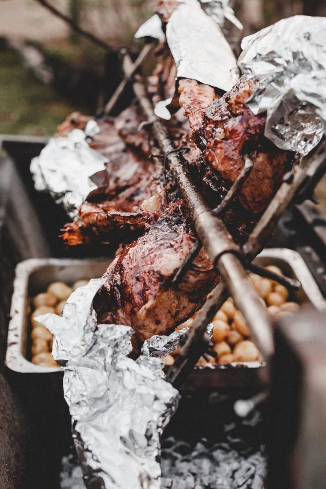 Lamb on the spit, close up